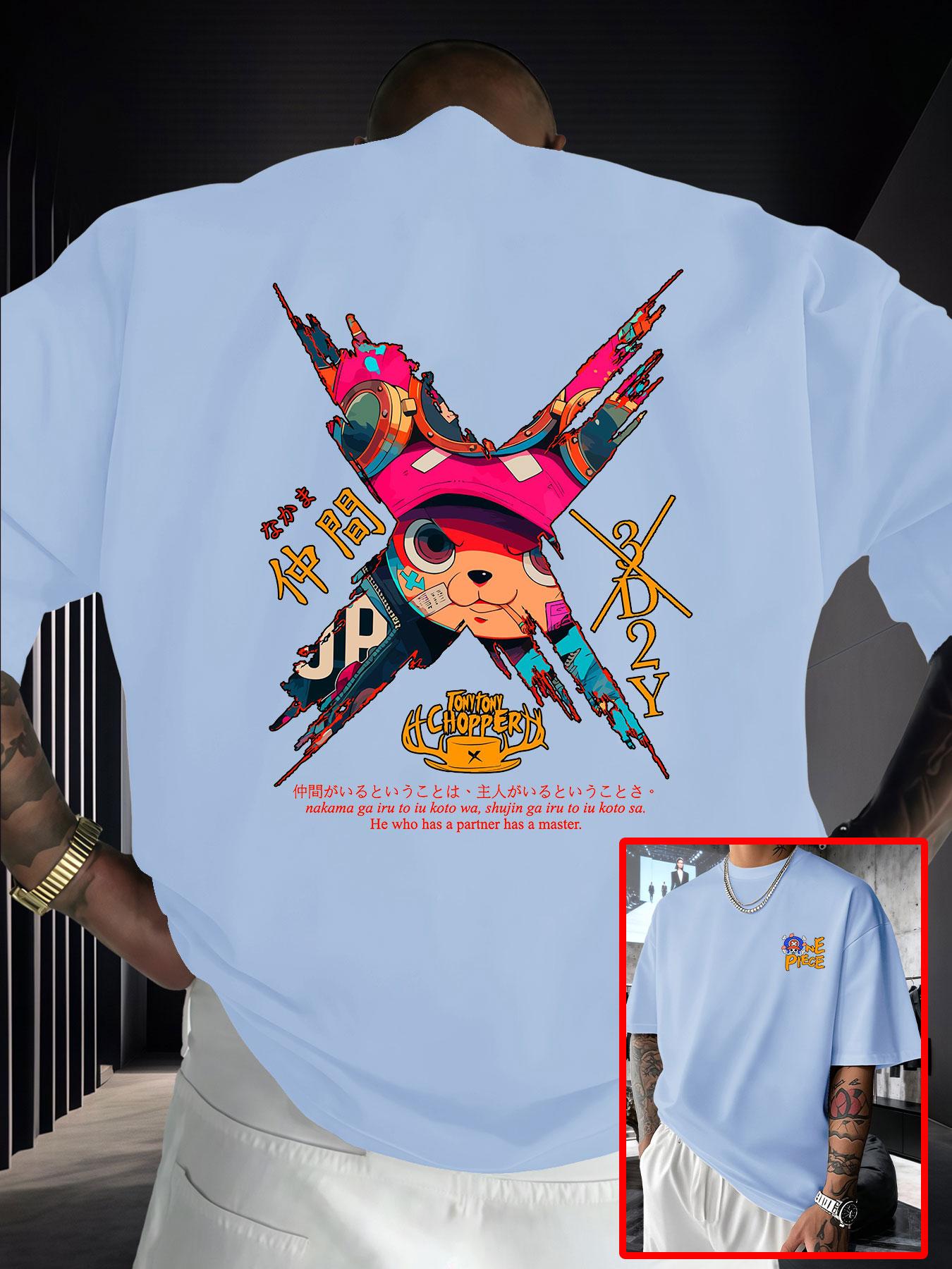 Anime Style Joejoe Printed Short Sleeve T-Shirt, Japanese Anime High Street Trendy Loose Fit Half Sleeve, Perfect for Manga Fans Collection