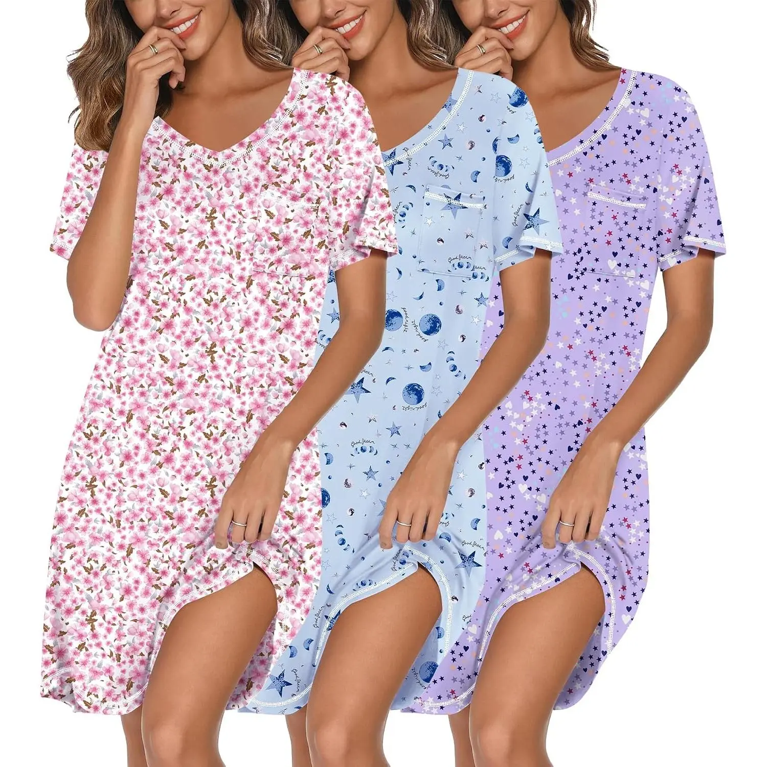 Blue Star/Pink Floral/Purple Star