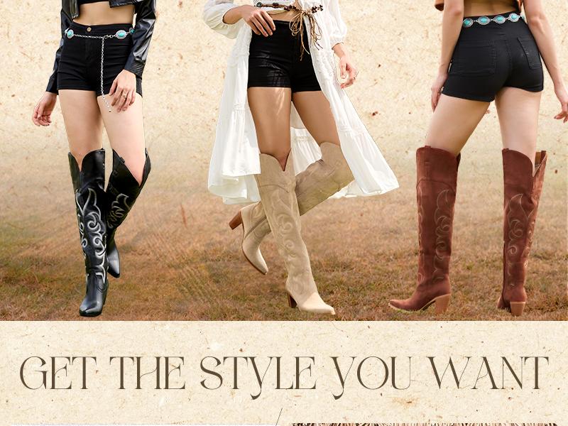 Wetkiss Thigh High Cowboy Cowgirl Boots for Women, Over the Knee with Vintage Embroidery, Side Zipper, Chunky Heel Design ,Women's Shoes,Women's Boots #TikTokShopStockUp Wetkiss Thigh High Cowboy Cowgirl Boots for Women, Over the Knee with Vintage Embroidery, Side Zipper, Chunky Heel Design ,Women's Shoes,Women's Boots #TikTokShopStockUp