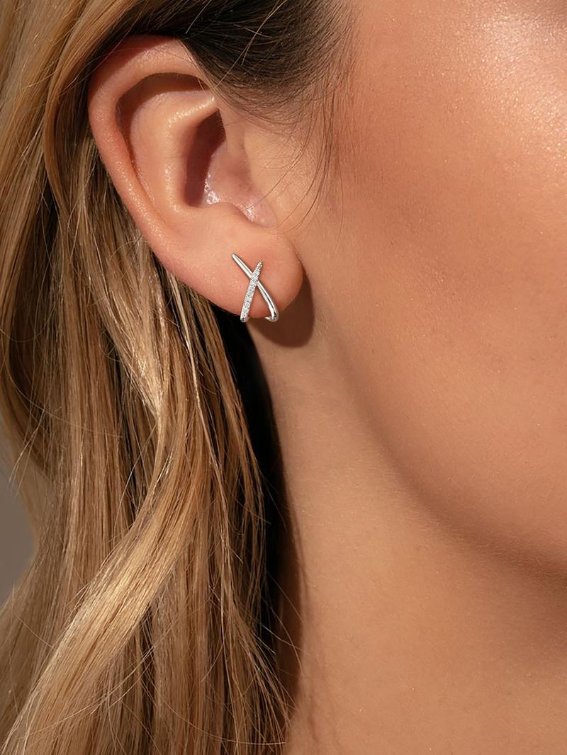 CAROVO 14K Gold-Plated Stud Earrings Dainty Earrings Simple Minimalist Cubic Zirconia Diamond Gold Earrings Hypoallergenic Earring for Women Trendy  Women Gifts