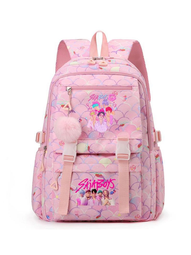 New K-Pop Demon Hunters Print Student Backpack, Fashion Casual Versatile Campus Style, Large Capacity Dual Shoulder Bag for Students, Cute Backpack