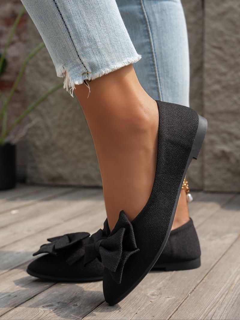 Women's Fashionable Bowknot Design Slip on Flats, Casual Comfortable Pointed Toe Flat Shoes for Daily Wear, All-match Commuter Shoes for Women & Girls, Running