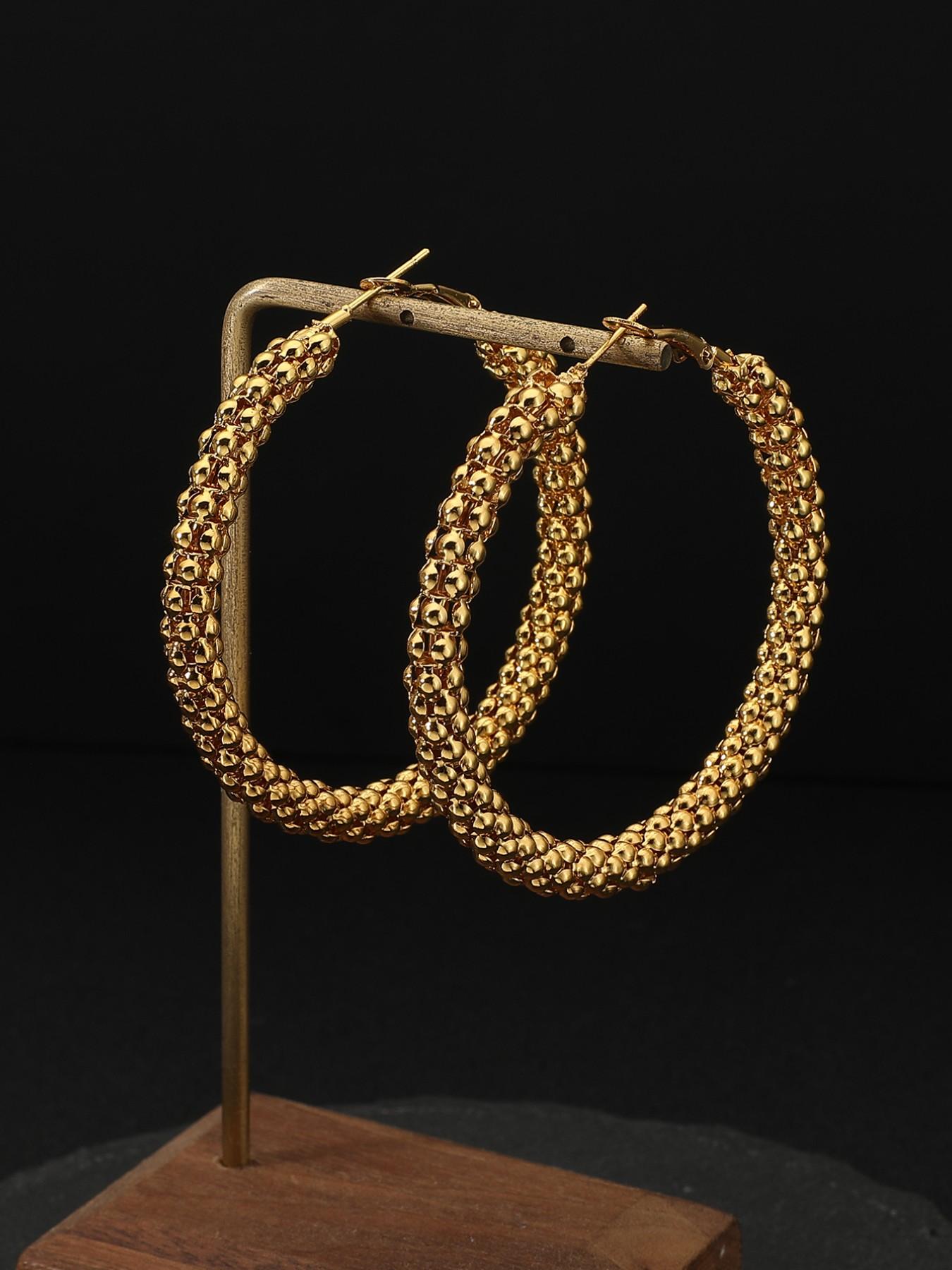 Luxury Full Diamond Striped Hoop Earrings, Flashy Large Ear Hoops, Retro Style Accessories for All Seasons