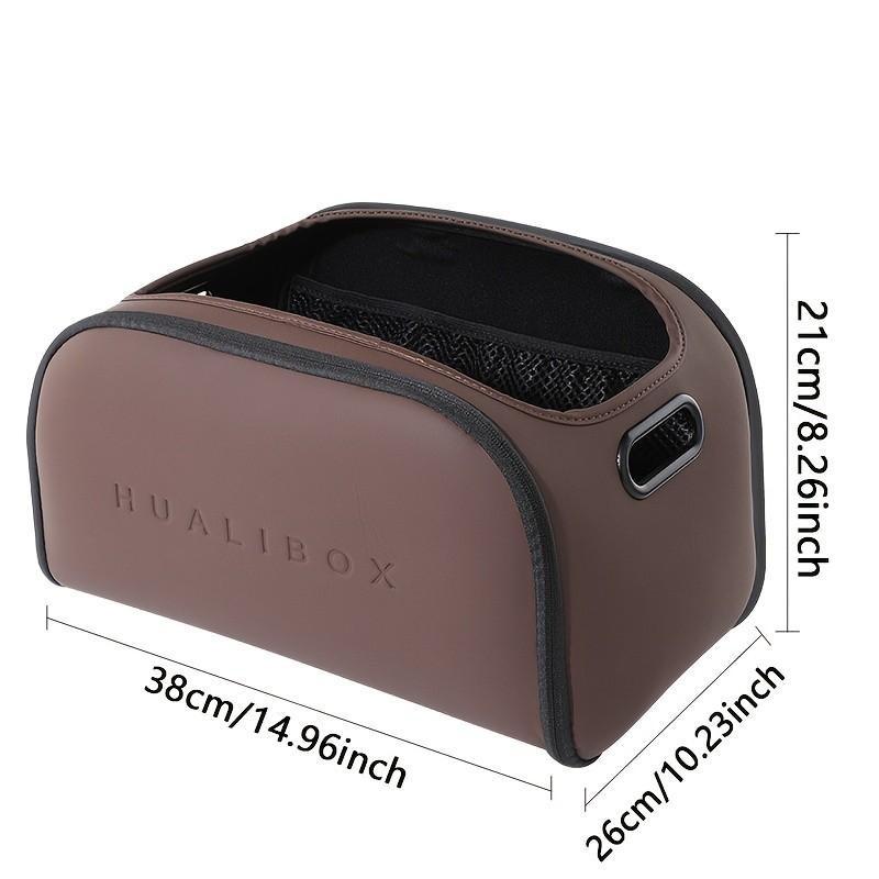 Luxury Leather Car Storage Box, Multi-Functional Organizer, Large Capacity Trunk Bin, Passenger Seat Compartment, Car Interior Essentials