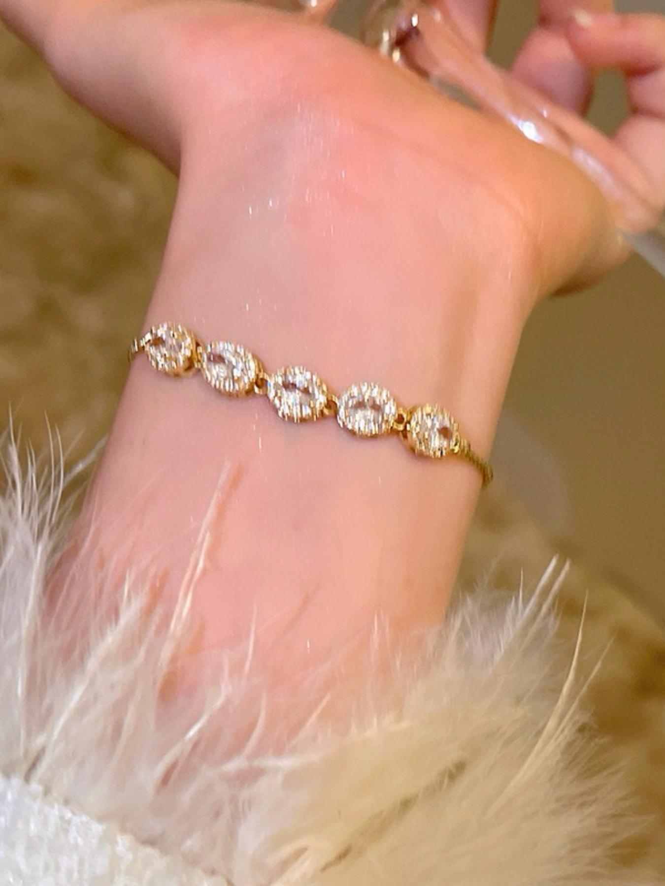 Elegant Zirconia Bracelet for Women, Adjustable Drawstring Design, Perfect for Daily Commute & Date, Stylish Accessory