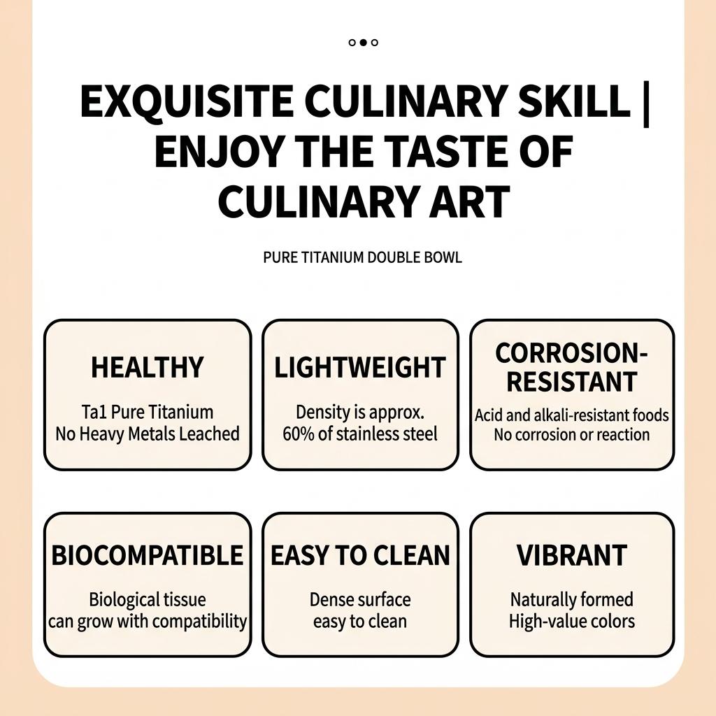 Food Grade Titanium Lunch Box, Round Meal Container with Lid, Leak-Proof Small Capacity, Home Refrigerator Storage, Kitchen Organizer