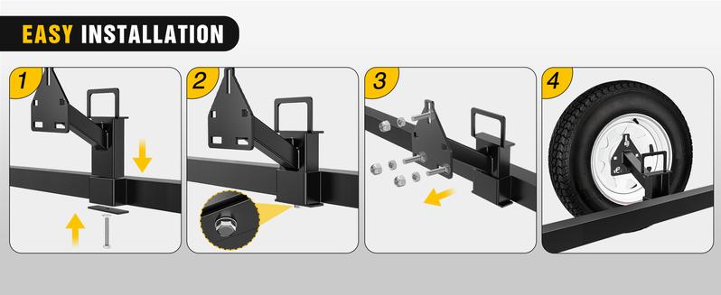 Nilight Spare Tire Carrier Mount Stake Pocket Boat 3-Nuts Trailer Bracket Utility Trailer Accessories Fits 4 & 5 & 6 Lugs Trailer Wheels on 4" 4.5'' 4.75'' 5'' 5.5''and 6'' Bolt Patterns 150 Lbs Outdoor Vehicle dealsforyoudays