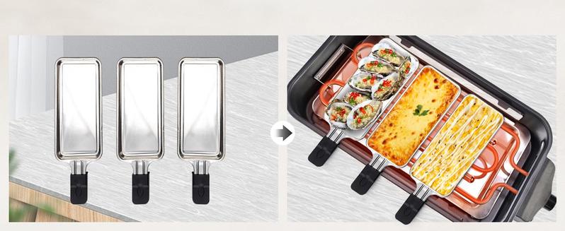 Pukomc 1500W Electric Indoor Smokeless Grill – Non-Stick, Adjustable Temp, Dishwasher Safe for BBQ, Meat & Hot Dogs.