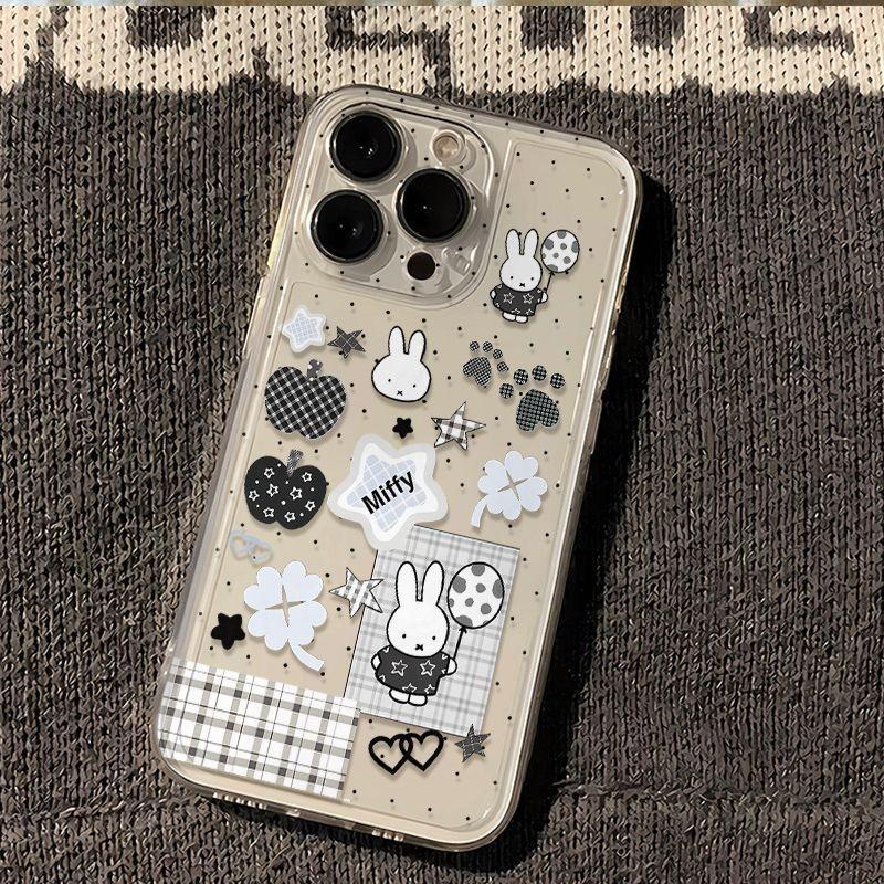 Cartoon Rabbit Phone Case, Polka Dot Transparent Anti-Drop, Compatible with iPhone 17/17 Pro Max, Trendy Style