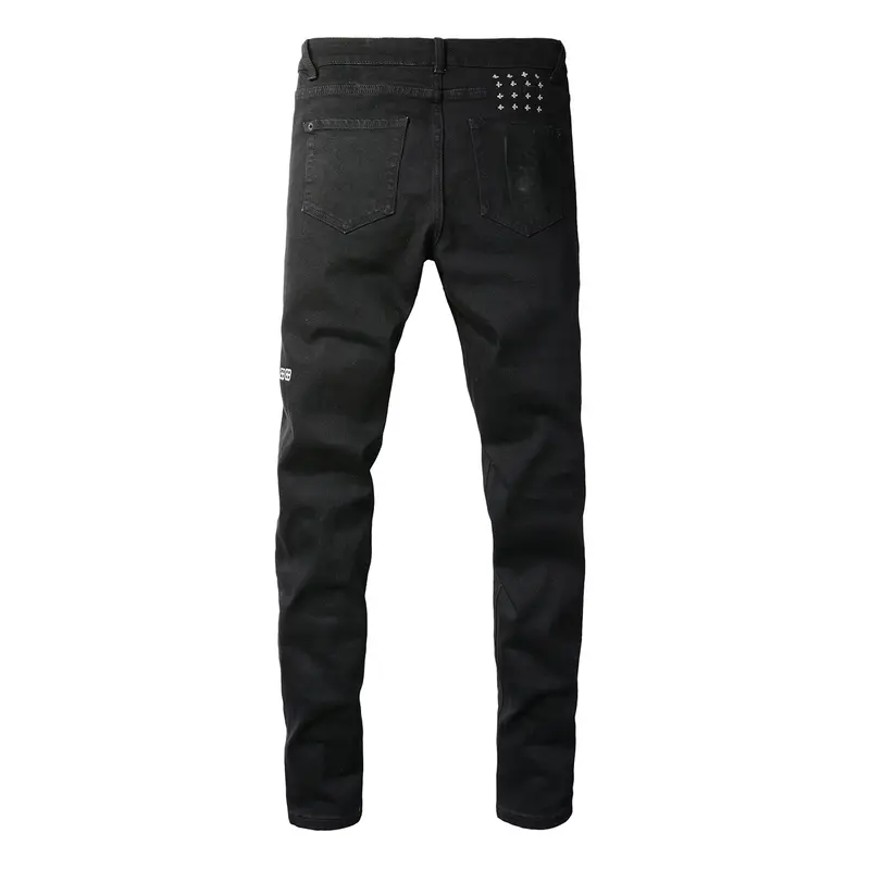 Men's Vintage School-Style Washed Distressed Ripped Slim Fit Casual Comfy Denim Trousers - Stretch, High-Quality, Below Knee Leisure Jeans with Pocket, All Season