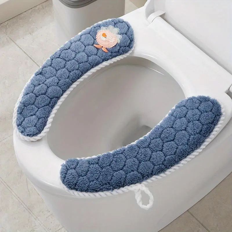 1 Pair of New Toilet Seat Covers, Hook and Loop Fastener Toilet Seat Covers, Household Toilet Mats, Toilet Seat Cushions, Suitable for All Seasons, Washable