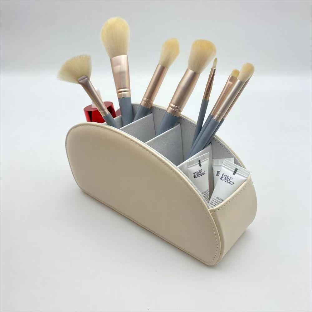 5-Compartment PU Leather Remote Control Holder - Luxury Desk Organizer for TV, Media Players & Office Supplies