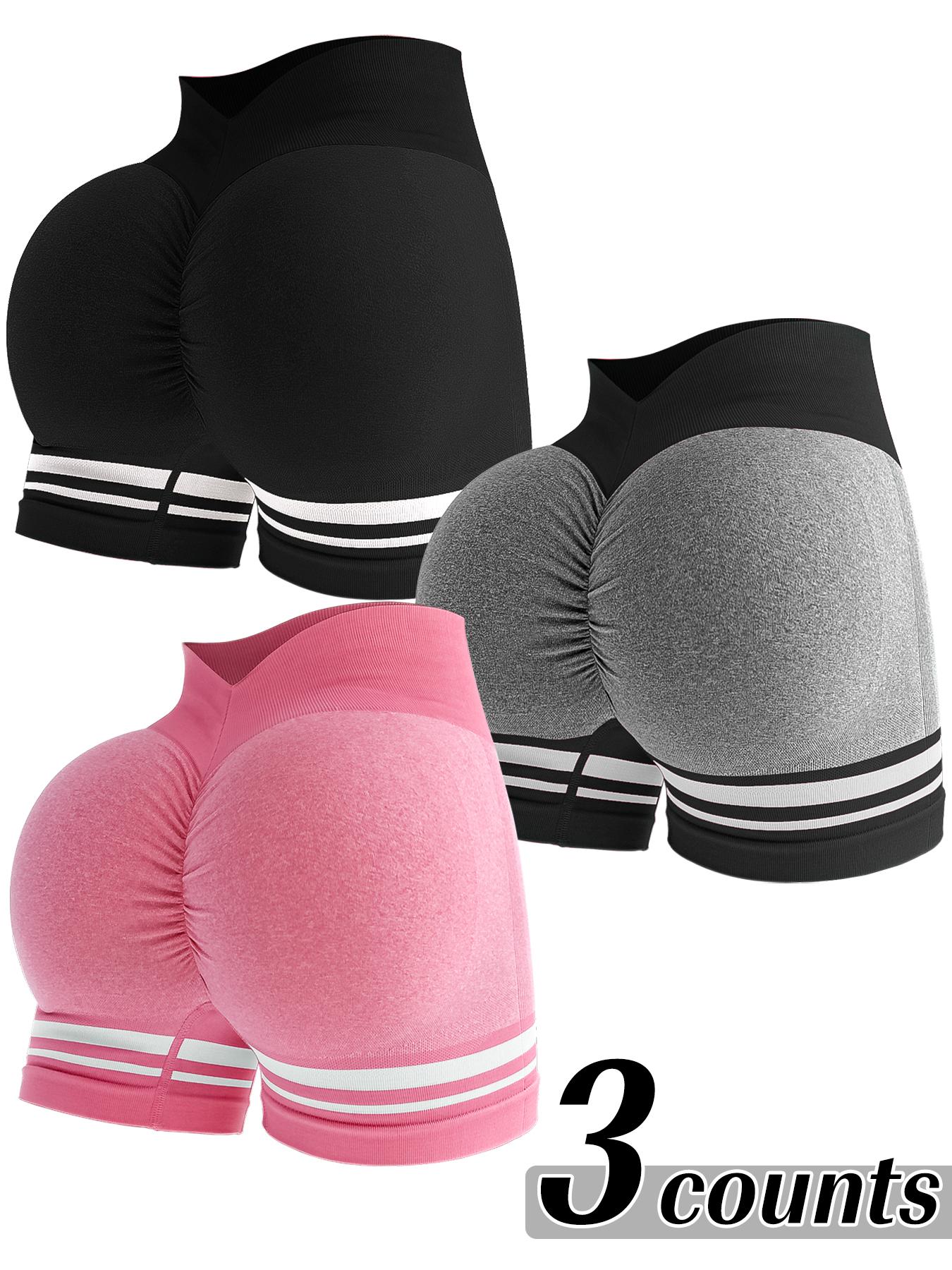 Women's Striped Print High Waist Gym, Sporty Breathable Comfortable High Stretch Yoga Shorts, Ladies Sportswear for Indoor Outdoor Wear Gym Fitness Shorts