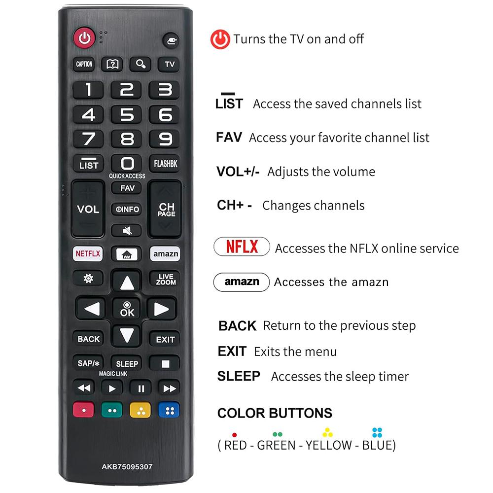 Remote Control Replacement AKB75095307 for LG Smart TV ,Universal for All LG OLED 3D Thinq LCD TV 43UJ6500 43UJ6560 49UJ6500 49UJ6560 55UJ6520 55UJ6540 55UJ6580 60UJ6540 24lm520d 24LM520S 28lm520s