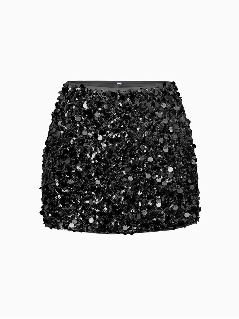 Fashion Elegant Sexy Sequin Design Bodycon Short Skirt, Slim-Fitting A-Line Mini Dress, Perfect for Parties & Night Out