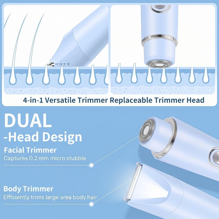 4 in 1 multifunctional ladies  shaver, Trimmer Multigroomer, USB rechargeable, with a long battery life of 90 minutes, ideal for bikini line grooming, nose hair removal, leg shaving and full-body shaving   the perfect gift for women