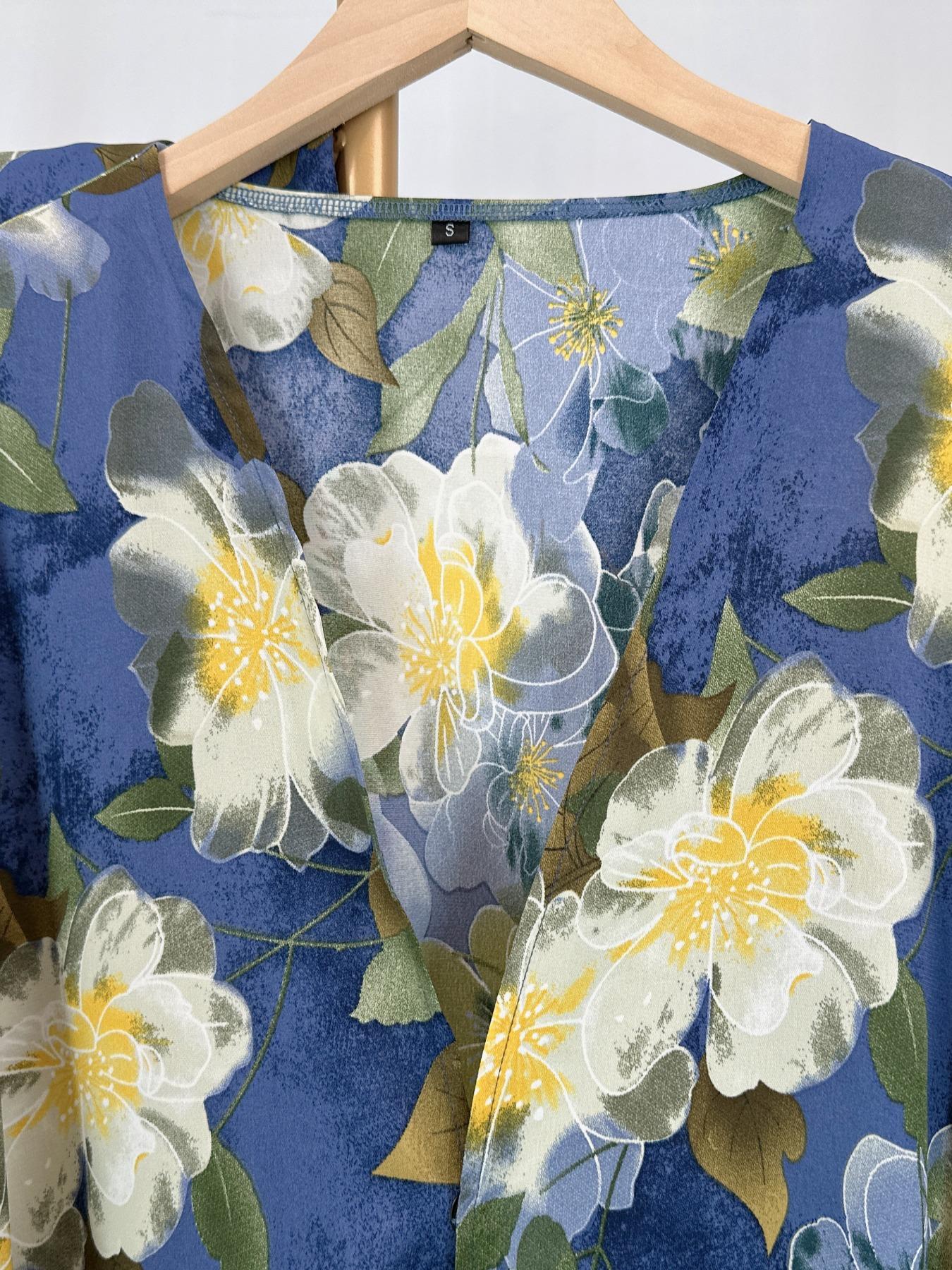 [Includes Hijab] Women's Art Print Batwing Sleeve Long Robe Set with Headscarf, Loose-Fitting Vacation Style Cardigan with Pockets, Fall & Winter Fashion Open Front Abaya