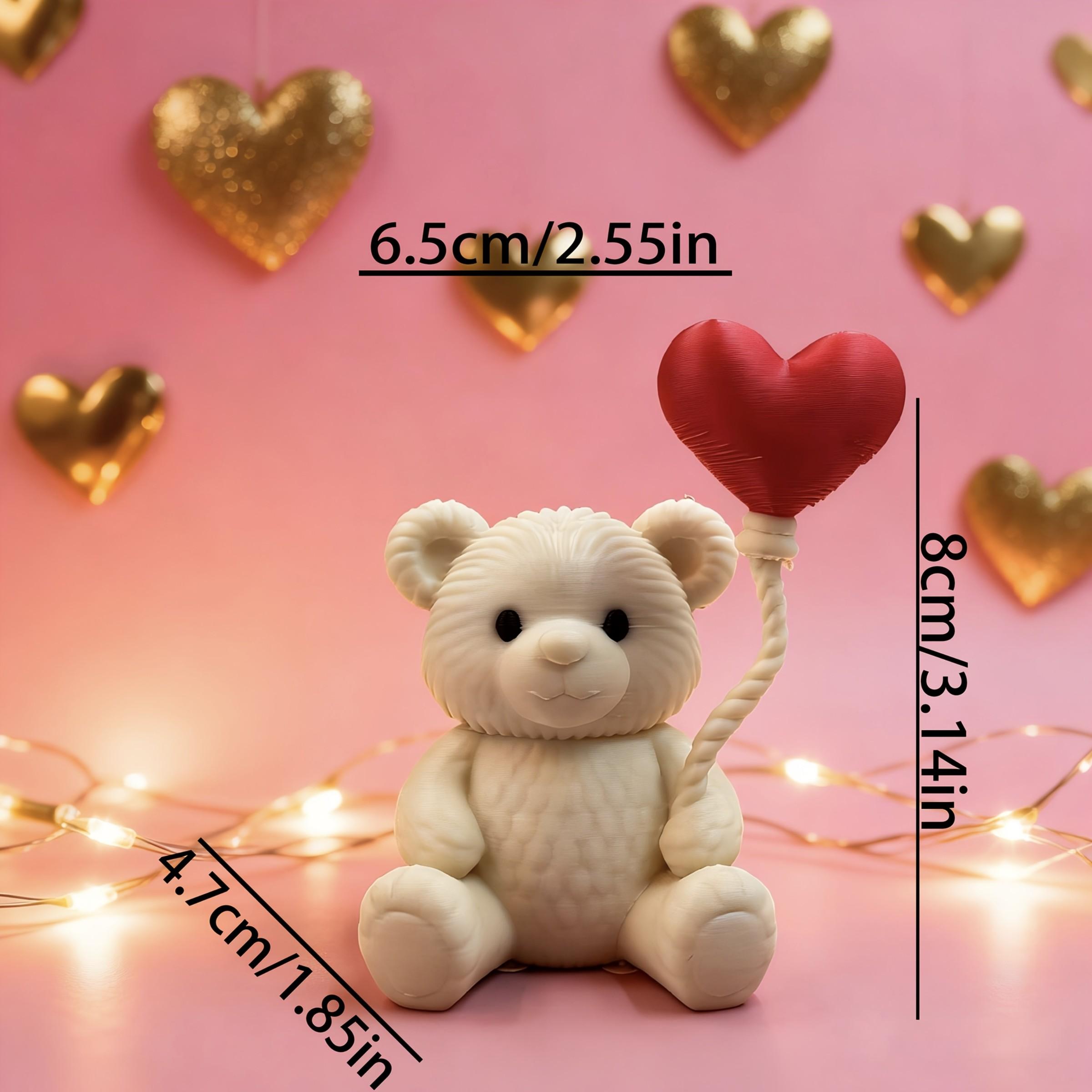 Handheld Heart Balloon Teddy Bear Decoration, Collectible Figurine, Home Room Bookshelf Decor, Desktop Ornament, Cute Art Sculpture