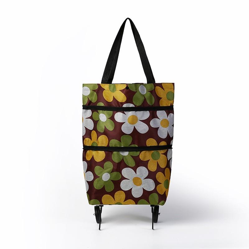 Dual-Use Shopping Bag, Convertible Rolling Cart, Foldable Grocery Carrier, Hands-Free Shopping Tool, Multifunctional Portable Trolley
