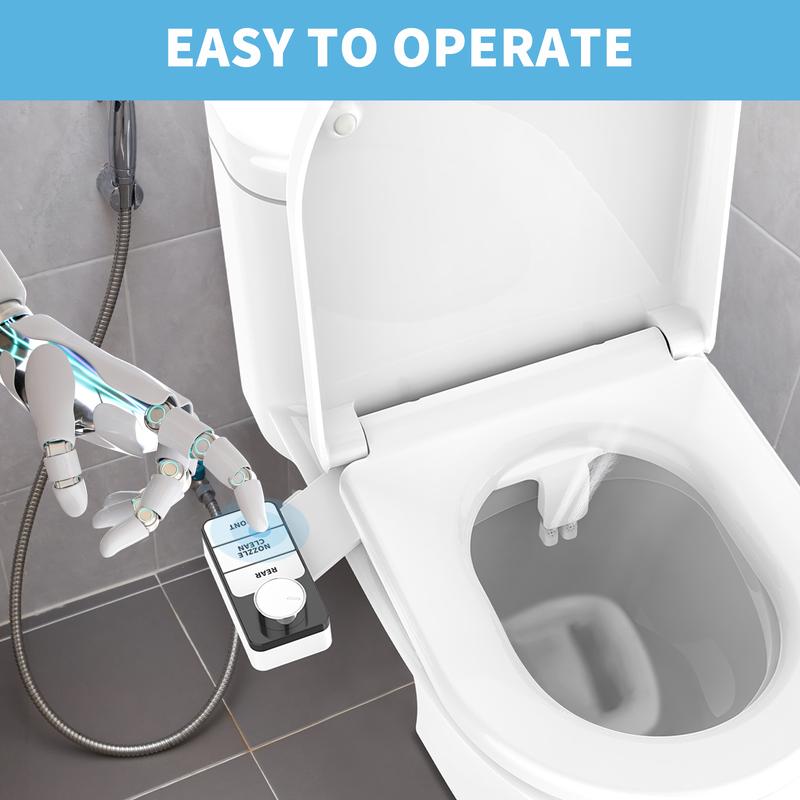 PHANCIR Bidet Attachment, Non-Electric Adjustable Water Pressure, Front and Rear Washing Double Nozzle Bidet