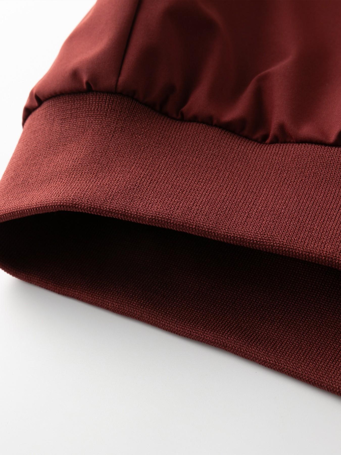 Men's American Style Wine Colorblock Hooded Zipper Jacket, Long Sleeve Loose Fit, All Seasons Casual Outerwear
