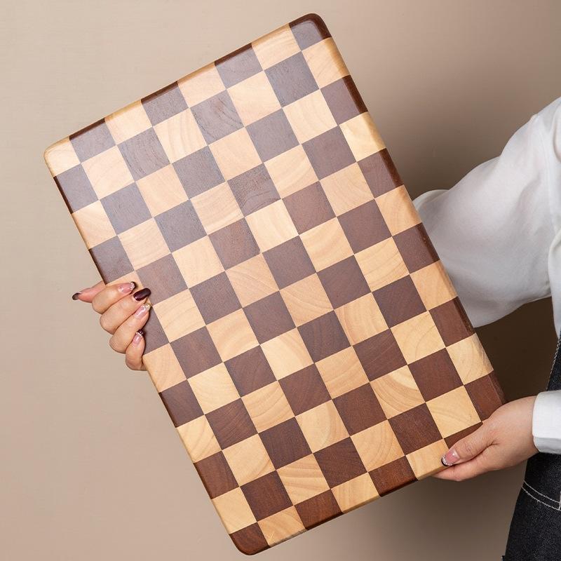 1PC Creative Checkered Wooden Cutting Board, Home Chopping Board, Mosaic Vegetable Cutting Board, Kitchen Food Prep Board, Fruit Solid Wood Board, Cooking Cutting Board, Durable Cutting Boards, Kitchenware