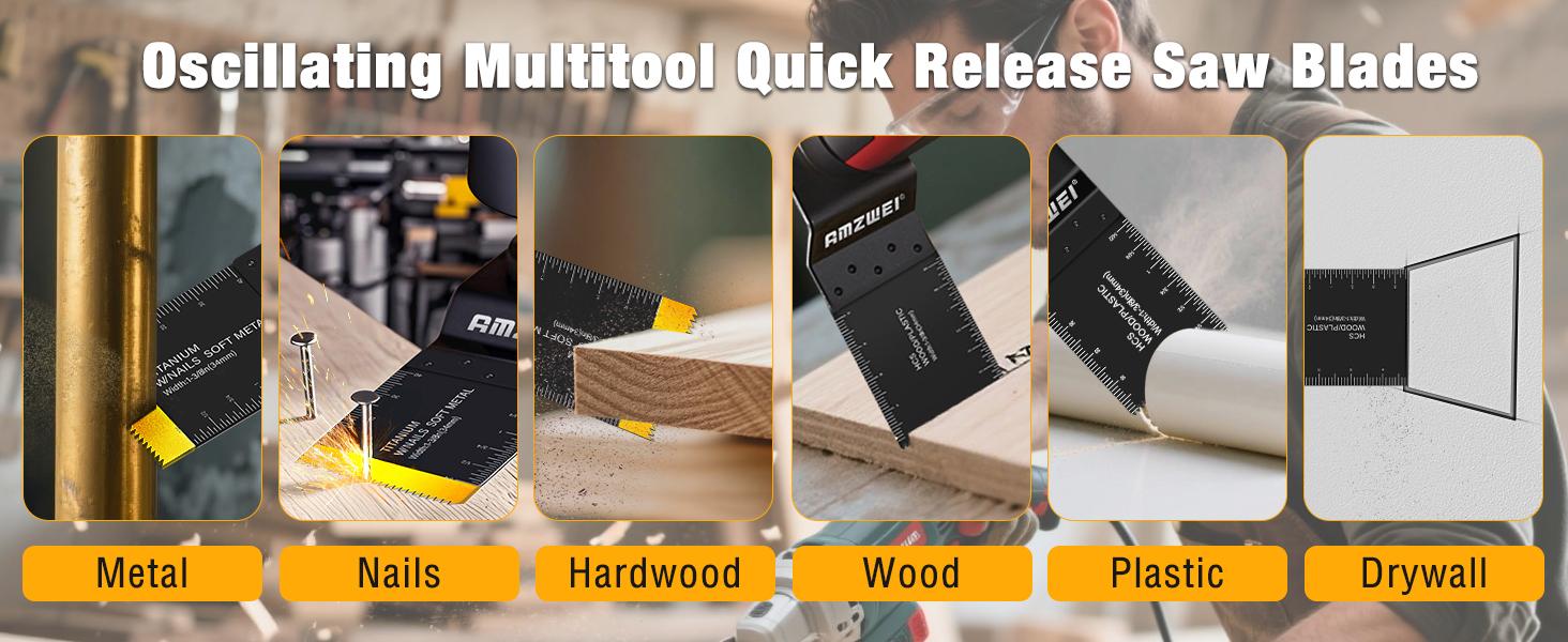 118PCS Oscillating Tool Blades Metal Wood Cutting, Professional Curved Edge Oscillating Saw Blades with Titanium Multitool Blades, Compatible with Dewalt Milwaukee Ryobi Rockwell Fein Makita