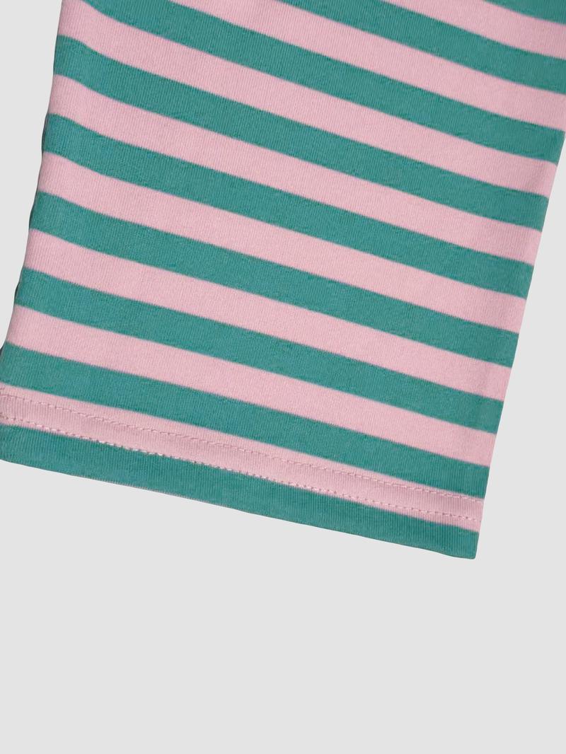 Valentine's Day Women's Casual Striped Long Sleeve Top & Shorts Set, Loose Fit, All Season, Comfortable Travel Clothing for Daily Wear