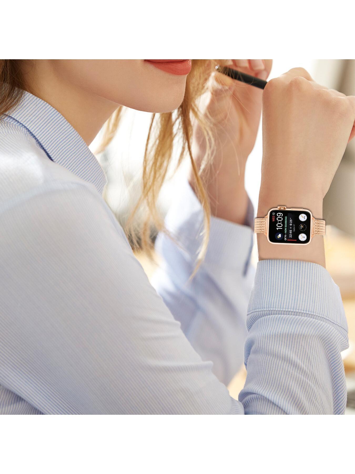 New strap compatible with Apple 1st to 11th generations, herringbone pattern magnetic folding clasp strap for Apple Watch Ultra