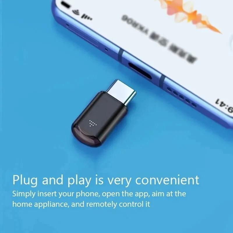 USB Type-C Smart IR Remote Control Adapter, Mini Infrared Transmitter, Universal TV Air Conditioner Adapter, Portable Design, Compact Size, Infrared Transmission