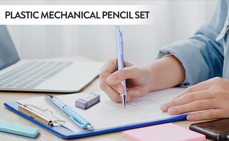 Four Candies 0.7mm Mechanical Pencil Set - 6PCS Cute Pencils with 360PCS HB & 2B Lead Refills, 3PCS Pastel Erasers and 9PCS Eraser Refills, Aesthetic School Supplies for Student Writing Drawing pencil