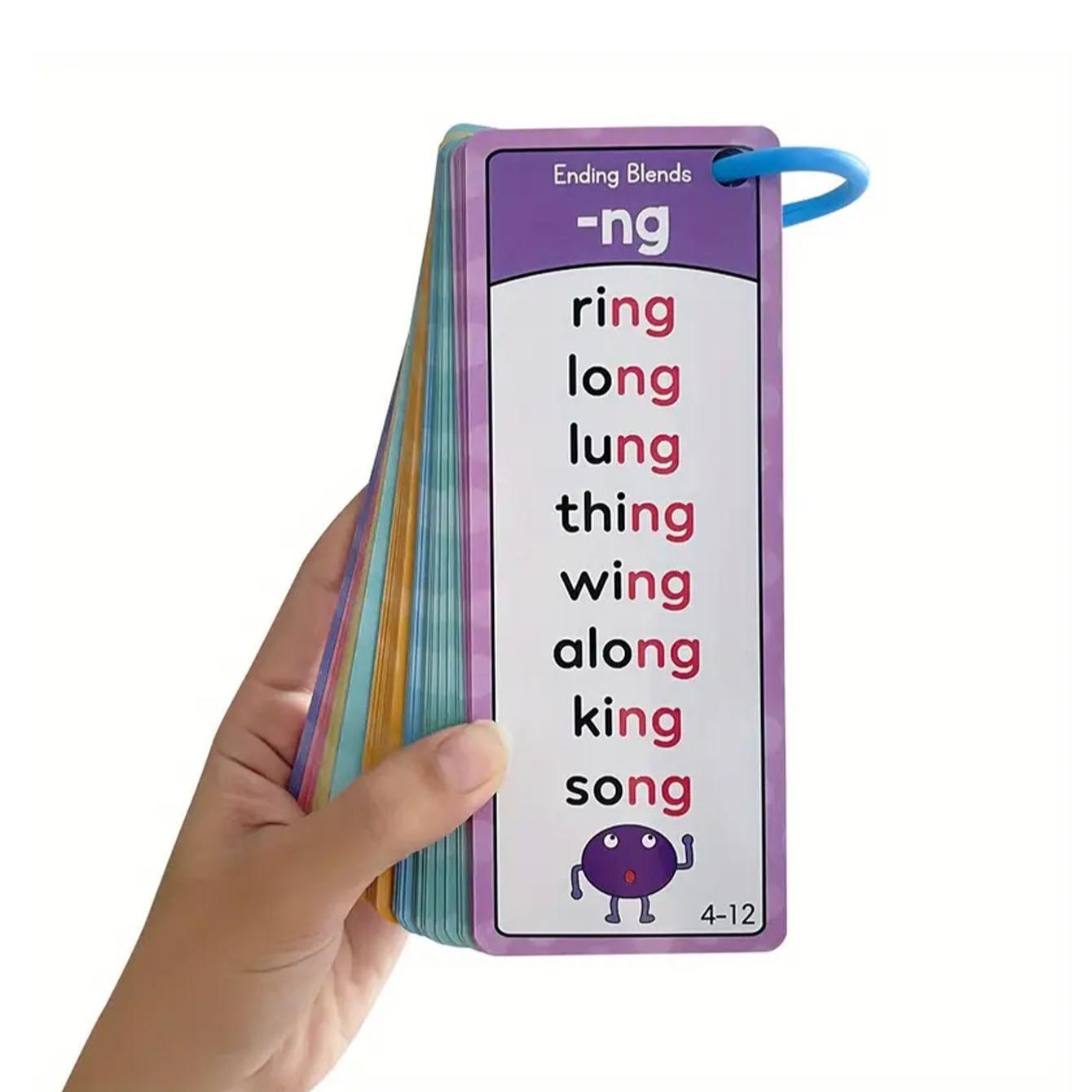 60 Pcs Natural Reading Phonics Learning Cards for Kids, Portable Memory Flashcards, Educational Teaching Aids, New Condition, Word Cards