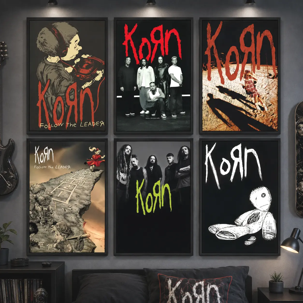 Korn Band Canvas Poster, Nu Metal Rock Music Wall Art Print, Vintage Alternative Music Decor for Bedroom Studio Bar Man Cave, Rock Fan Holiday Gift