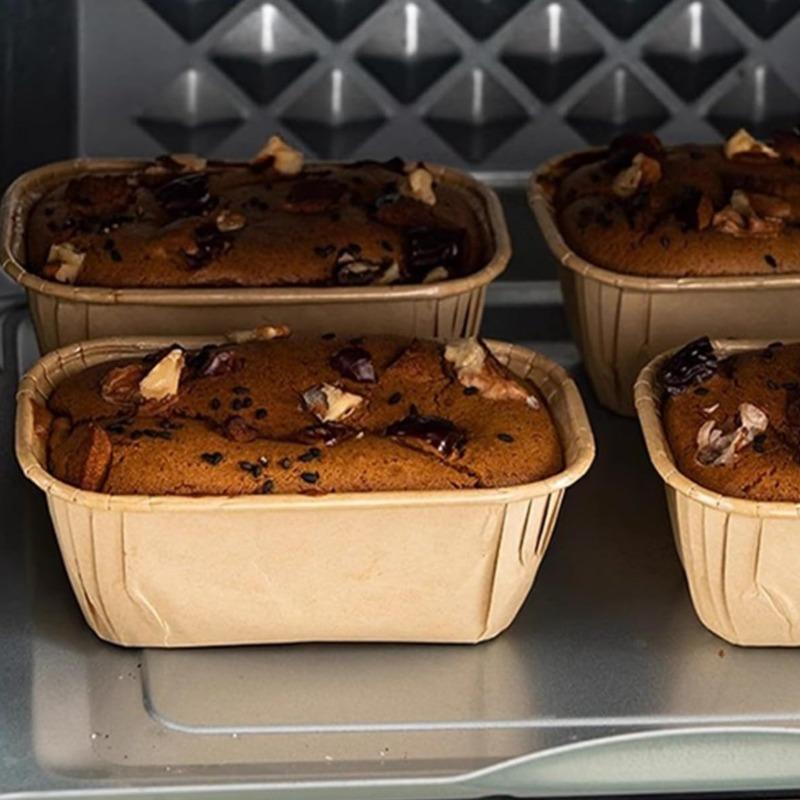 50pcs Non-Stick Rectangular Baking Cups | Stackable, Even Baking for Bread, Cake, Muffins | Leakproof Grooved Edges, Reusable | Oven Safe | Ideal for Pastry Making, Holiday Baking | Space Saving