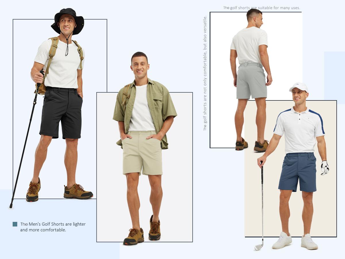 YSENTO Men's Golf 4-Way Stretch Mens Shorts 7 Inch Inseam Dry Fit Dress Casual Work Chino Lightweight  with Elastic Waist Quick-Dry Pants  LGBT Wimbledon  #US OPEN TENNIS #dealsforyoudays