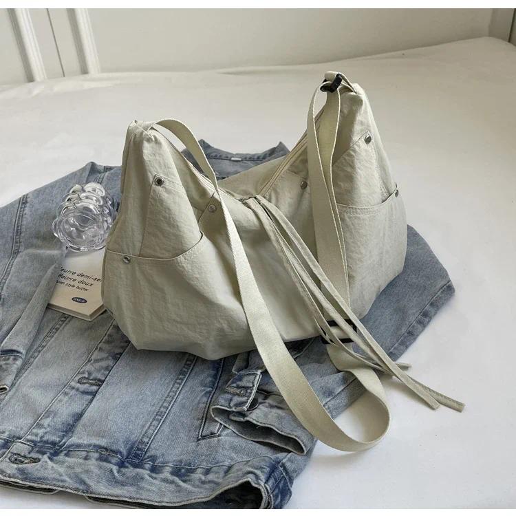 Zipper Solid Nylon Women's Handbags 2026 High Quality Sewing Thread Bags for Women Casual Interior Compartment Crossbody Bags