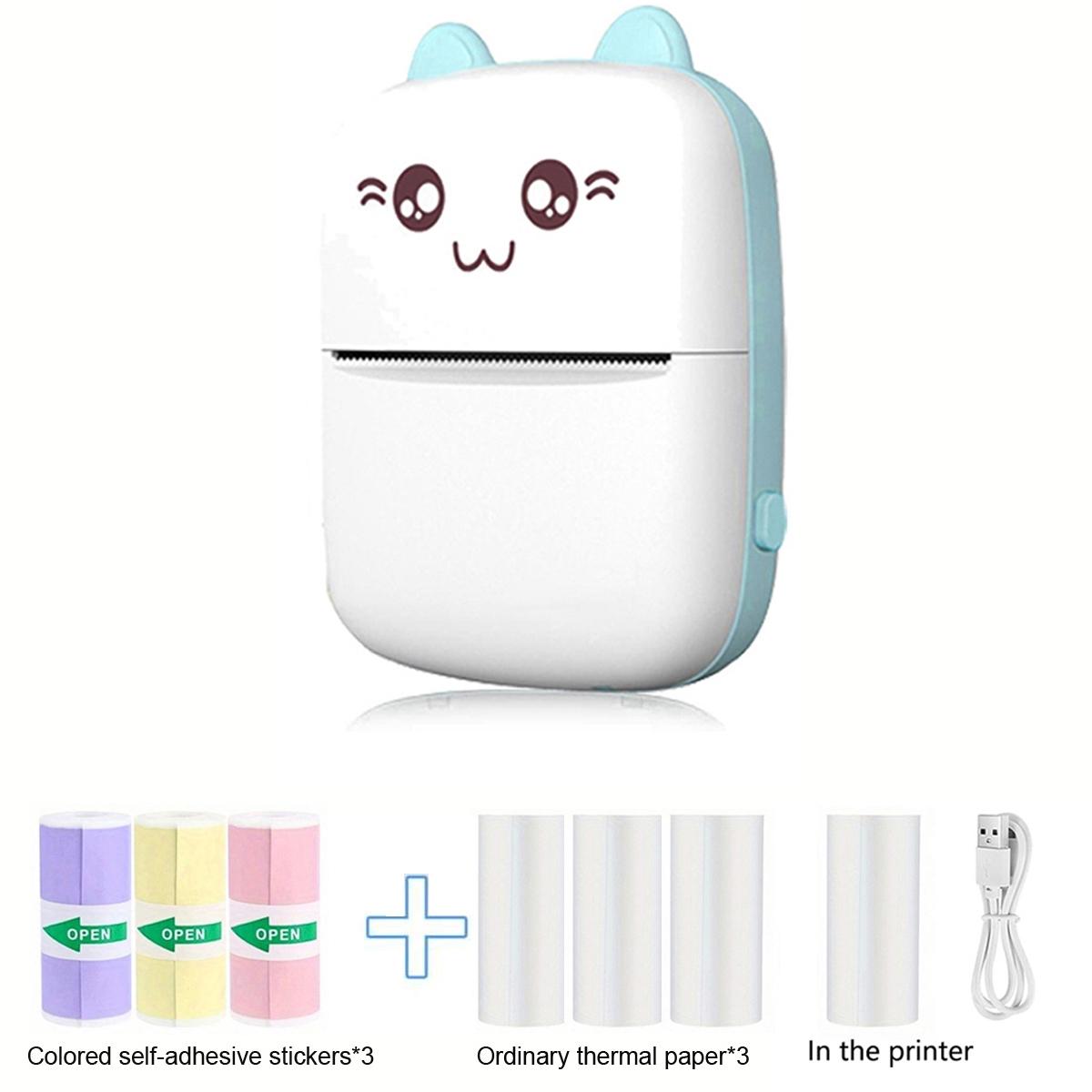 Wireless Mini Printer, Thermal Inkless Sticker Maker, Includes 6 Rolls of Paper, Ideal for Notes, Photos, Lists, School, Office, Home DIY Gifts