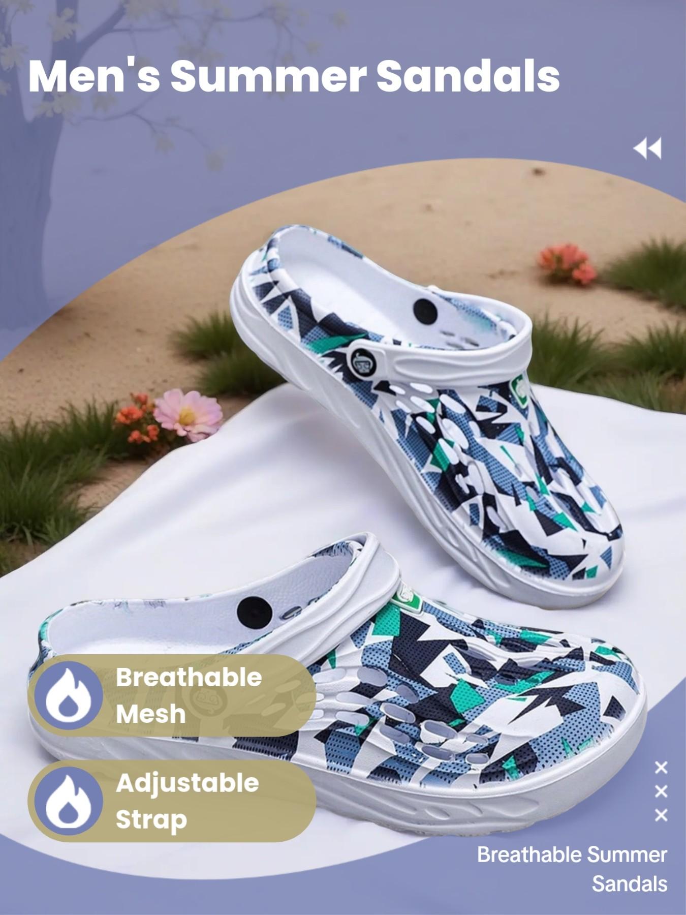 Men's Breathable Eva Sandals, Adjustable Back Strap, Shock Absorbing Sole, Lightweight & Non-Slip, Ideal for Outdoor Activities