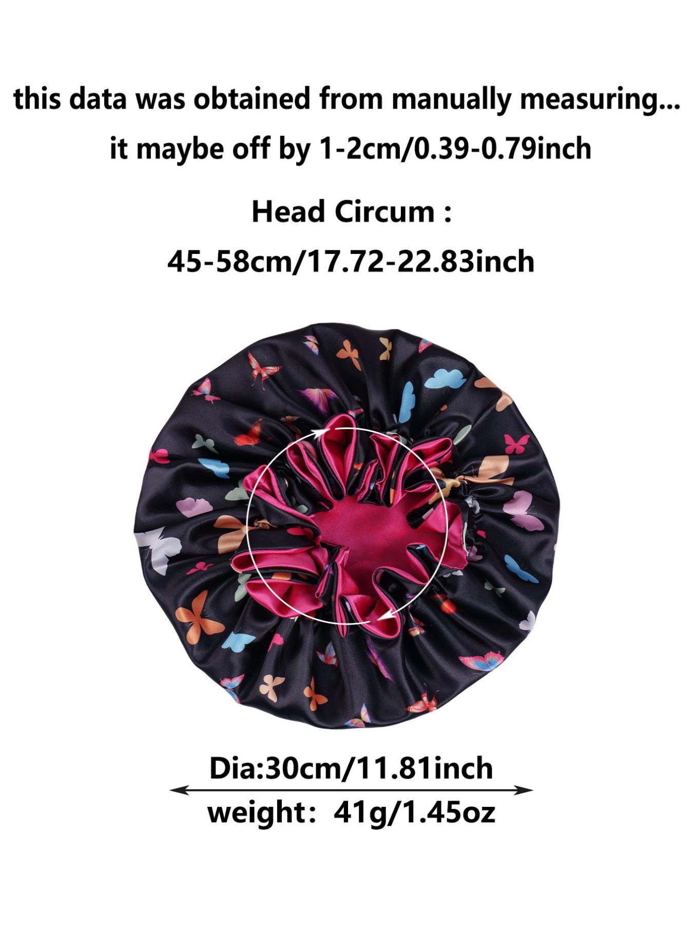 Soft Butterfly Print Sleep Cap for Unisex, Elegant Fashionable Sleep Hat, Beauty Makeup, Adjustable Wide Brim Bath Cap