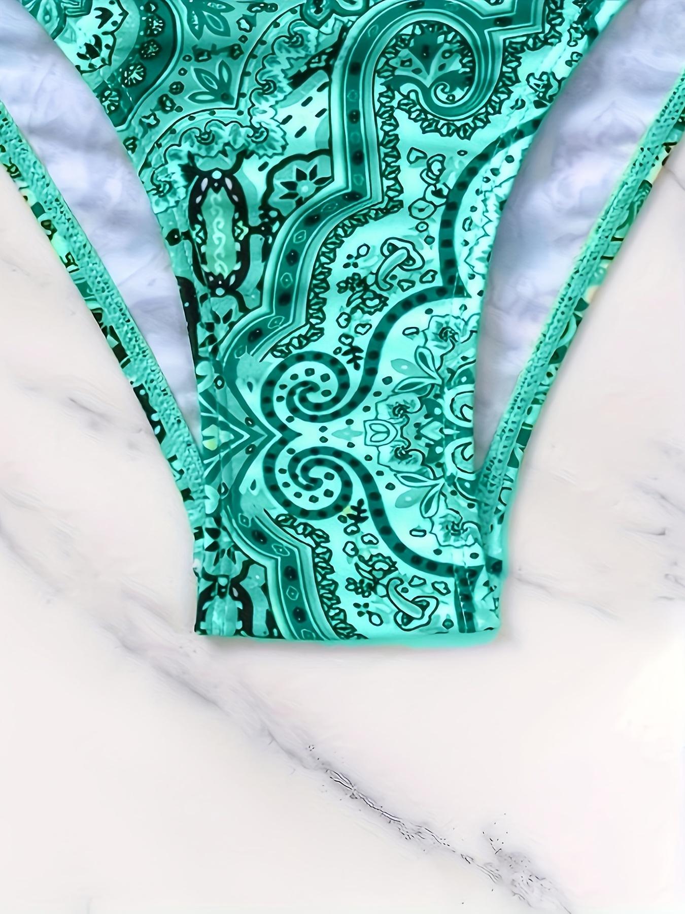 Women's Bikini Two-Piece Set, Paisley Print Design, Halter Neck Tie-Up, Slimming Fit, Pool Party Beach Vacation Festival Style, Halter Bikini Swimsuit