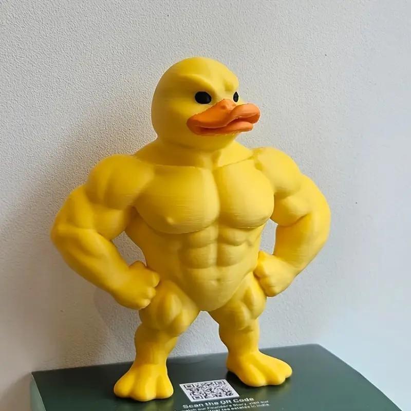 Funny Muscle Duck Statue, Fitness Duck Decor, Durable Plastic, Ideal for Home Office Gym, Perfect Gift for Holidays
