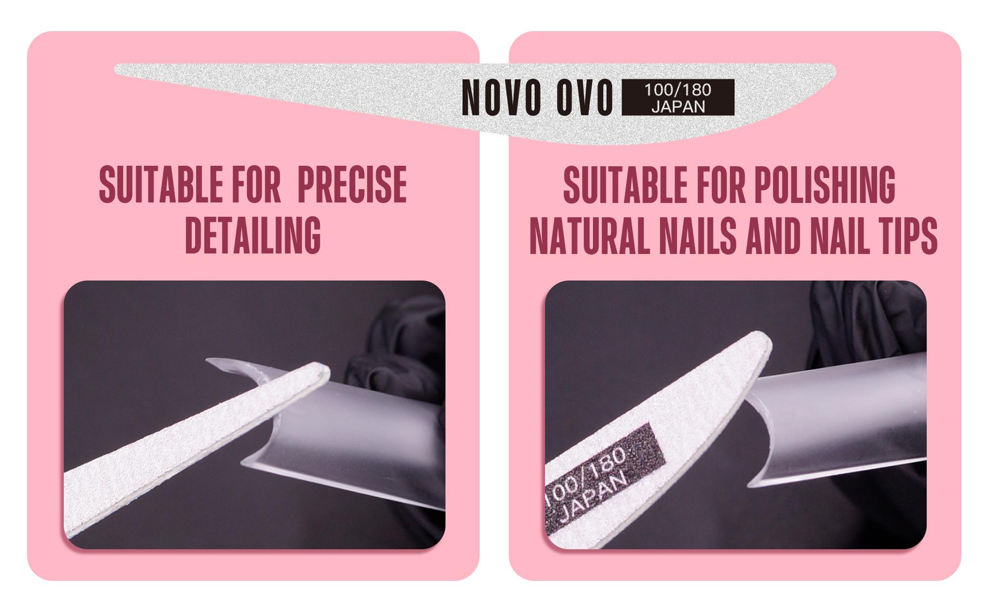 NOVO OVO Upgraded NON-STICKY Polygel Solution Procedure Set, White and Pink non-sticky Poly Gel, Dual-Ended Nail Pen, Extra Slim Nail File, Easy to Use Together with Toe or Hand Nail Dual Forms