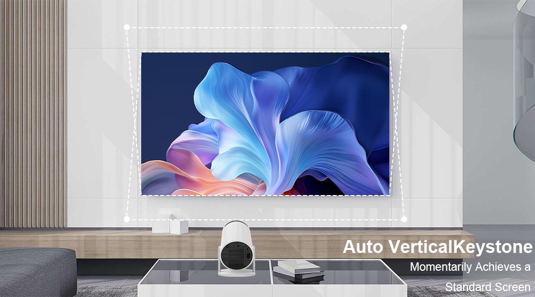 Mini Projector 4K 1080P Support Portable Smart Projector with Wifi and Bluetooth,Auto Focus&Keystone Projector 4K, Screen Movie Home Projector with Auto Keystone Adjustment for Laptops Audio Space projectors