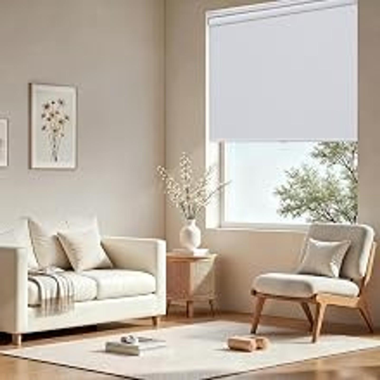 Blackout Cordless Roller Shades Blinds,23" W x 72" H,White | Blackout Fabric UV Thermal Insulated,Spring System For Windows Door,Pull Down Room Darkening,Easy to Install for Home,Office