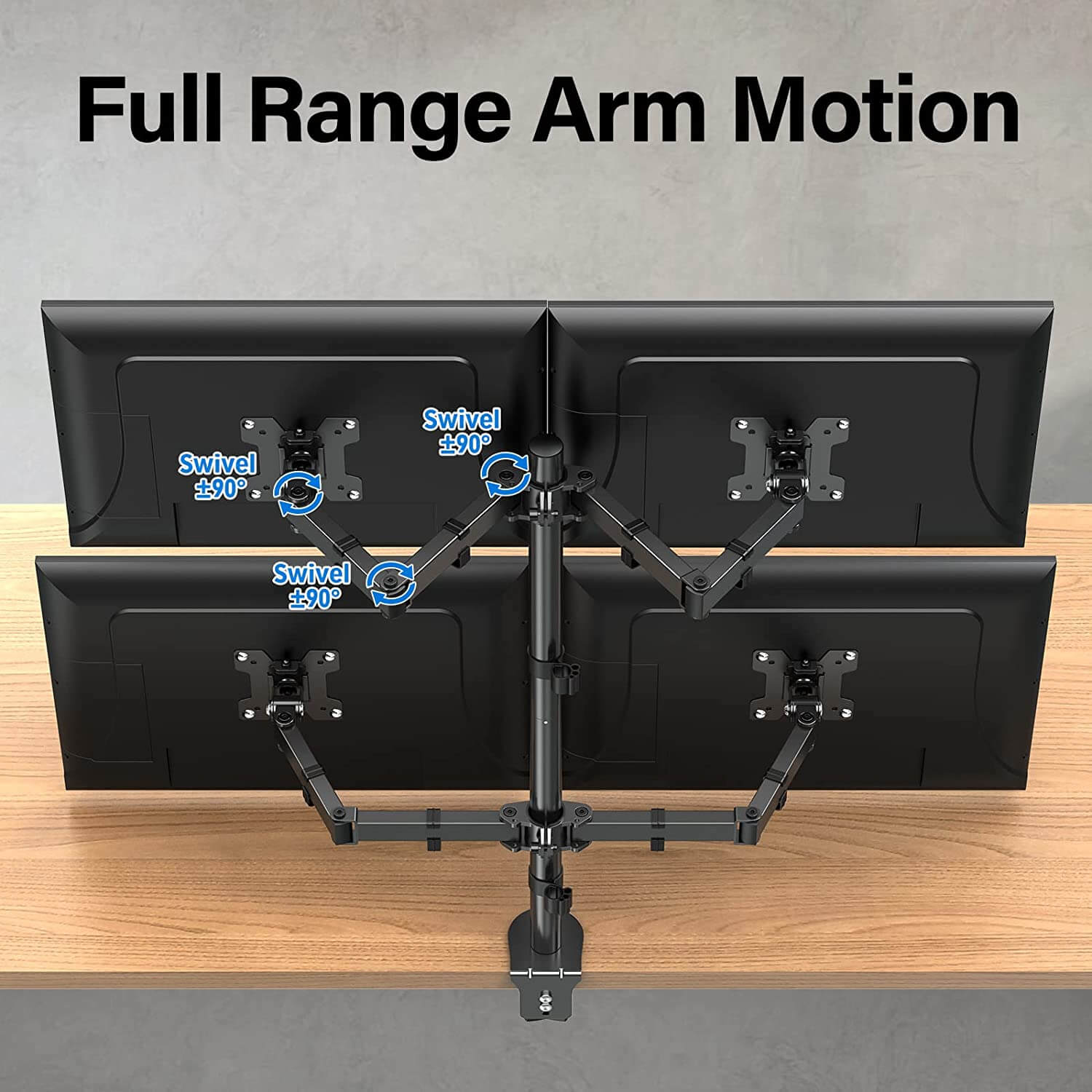 MOUNTUP 13"-32" Four Monitor Desk Mount, Fully Adjustable Stacked Mount Holds up to 17.6lbs per Arm, MU3007