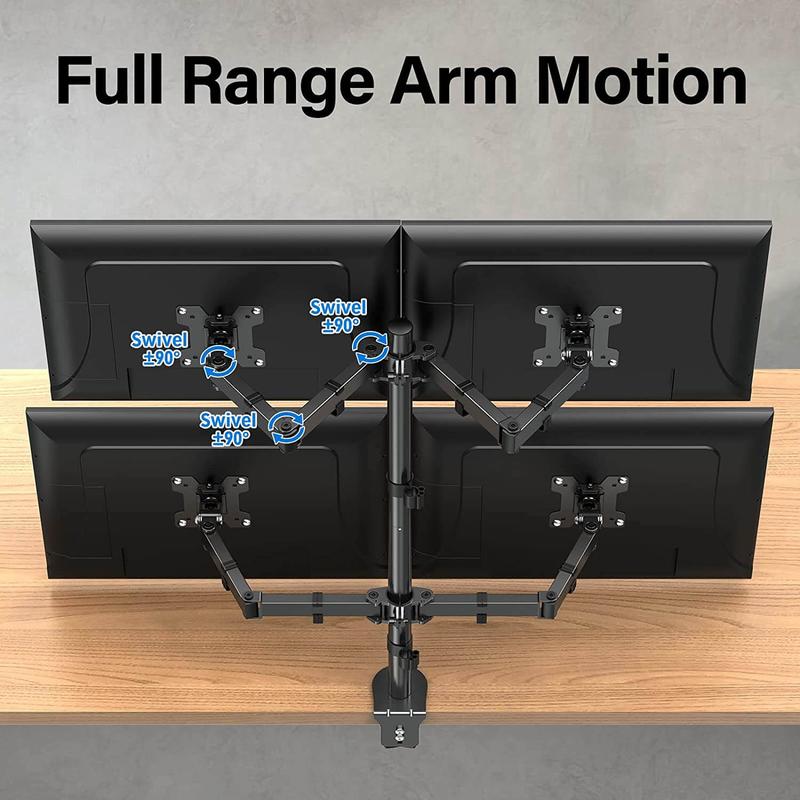MOUNTUP 13"-32" Four Monitor Desk Mount, Fully Adjustable Stacked Mount Holds up to 17.6lbs per Arm, MU3007