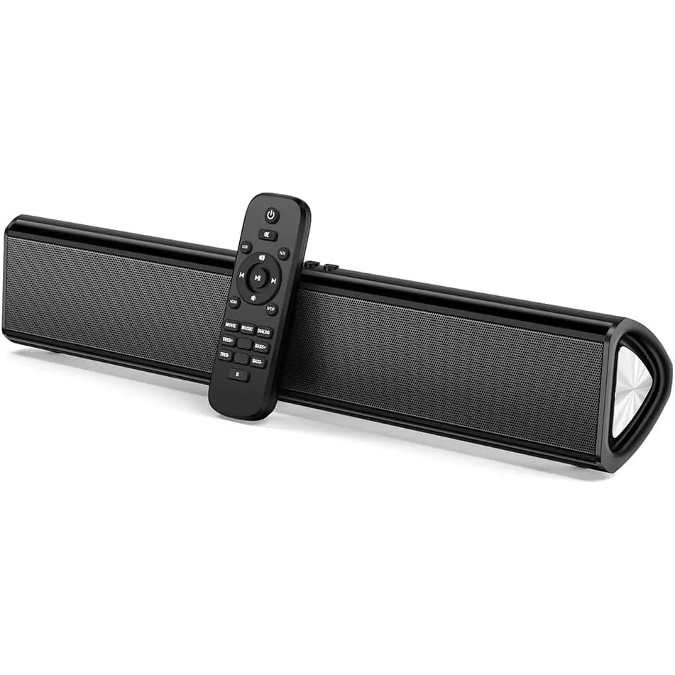 50W 2.0CH Sound Bar for  TV with  5.0 | Optical, coaxial, AUX, USB inputs. 3 EQ modes, adjustable bass/treble. Compact size for TV, PC, gaming, dorm