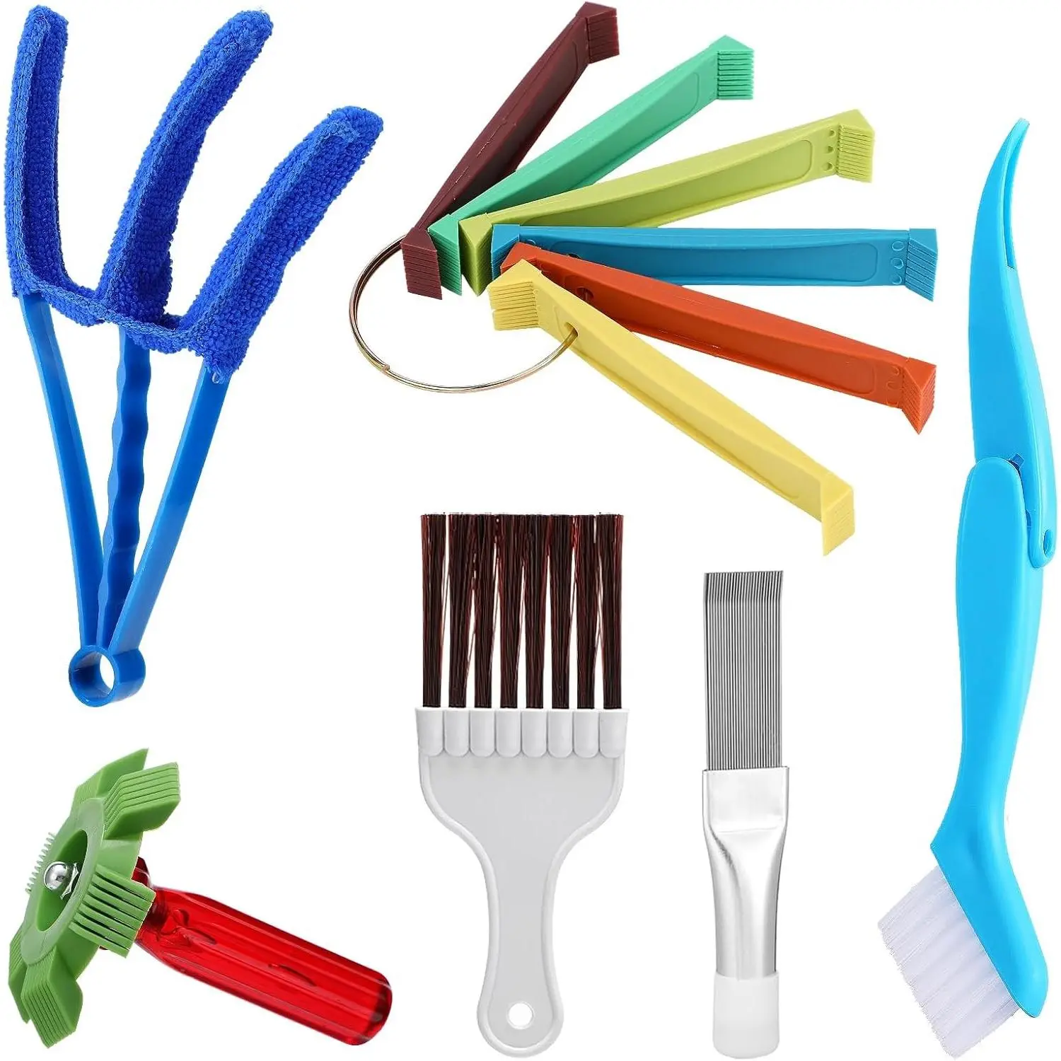 AC Coil Cleaner Fin Comb Brush Set for Air Conditioner Condenser Evaporator | 6-in-1 Fin Kit, Straighten Bent Fins, Deep-Clean Grime, Reach Tight Corner