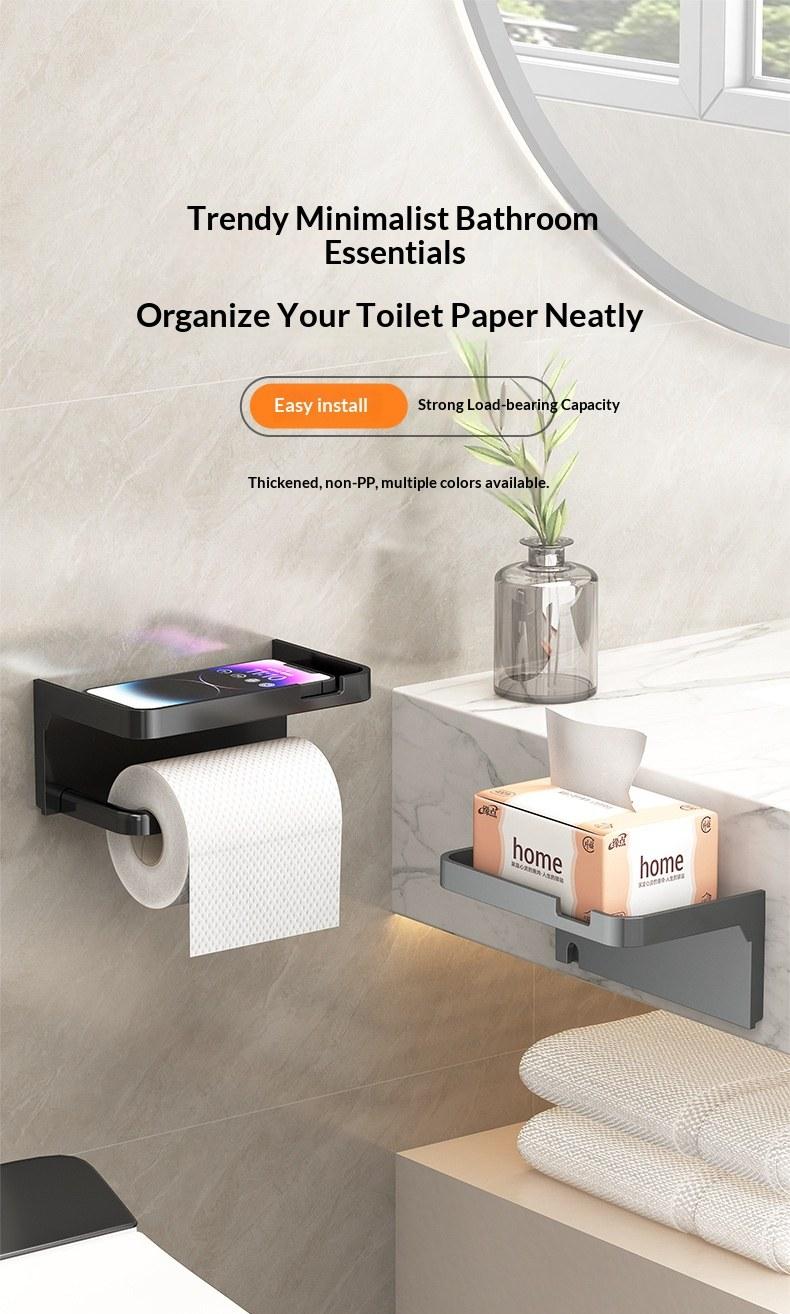 Bathroom toilet paper holder, roll tissue rack, storage shelf, draw-out tissue tube organizer for home restroom (Model: DM622)