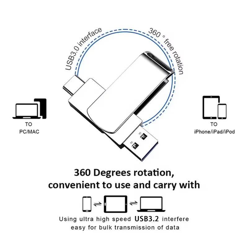16TB USB 3.2 Flash Drive Metal High-Speed Pen Drive 8TB 4TB Waterproof Type-C USB Pen Drive For Computer Storage Devices